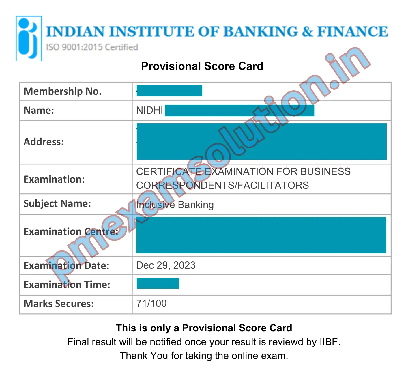 IIBF Sample certificate1