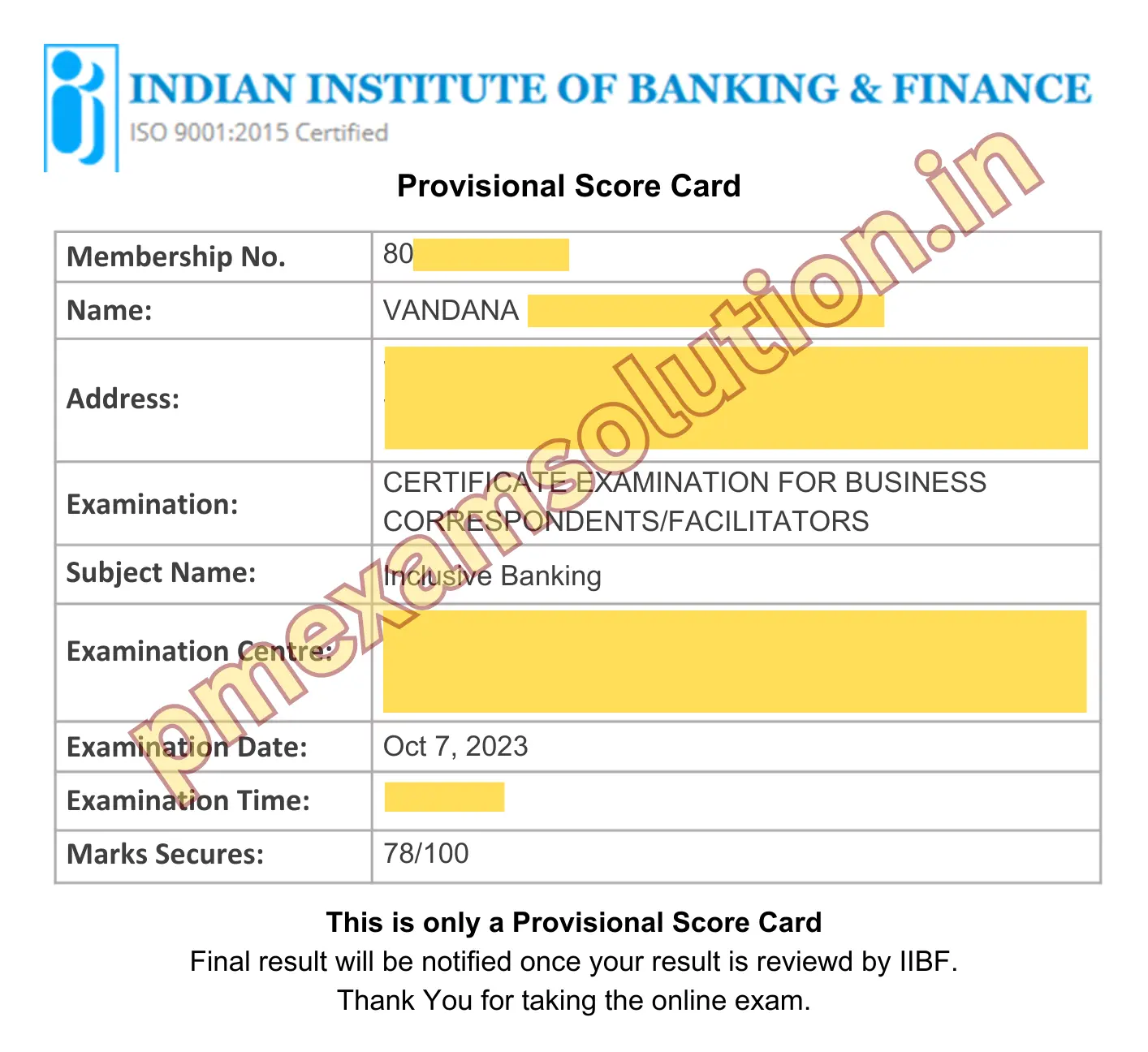 IIBF Sample certificate2